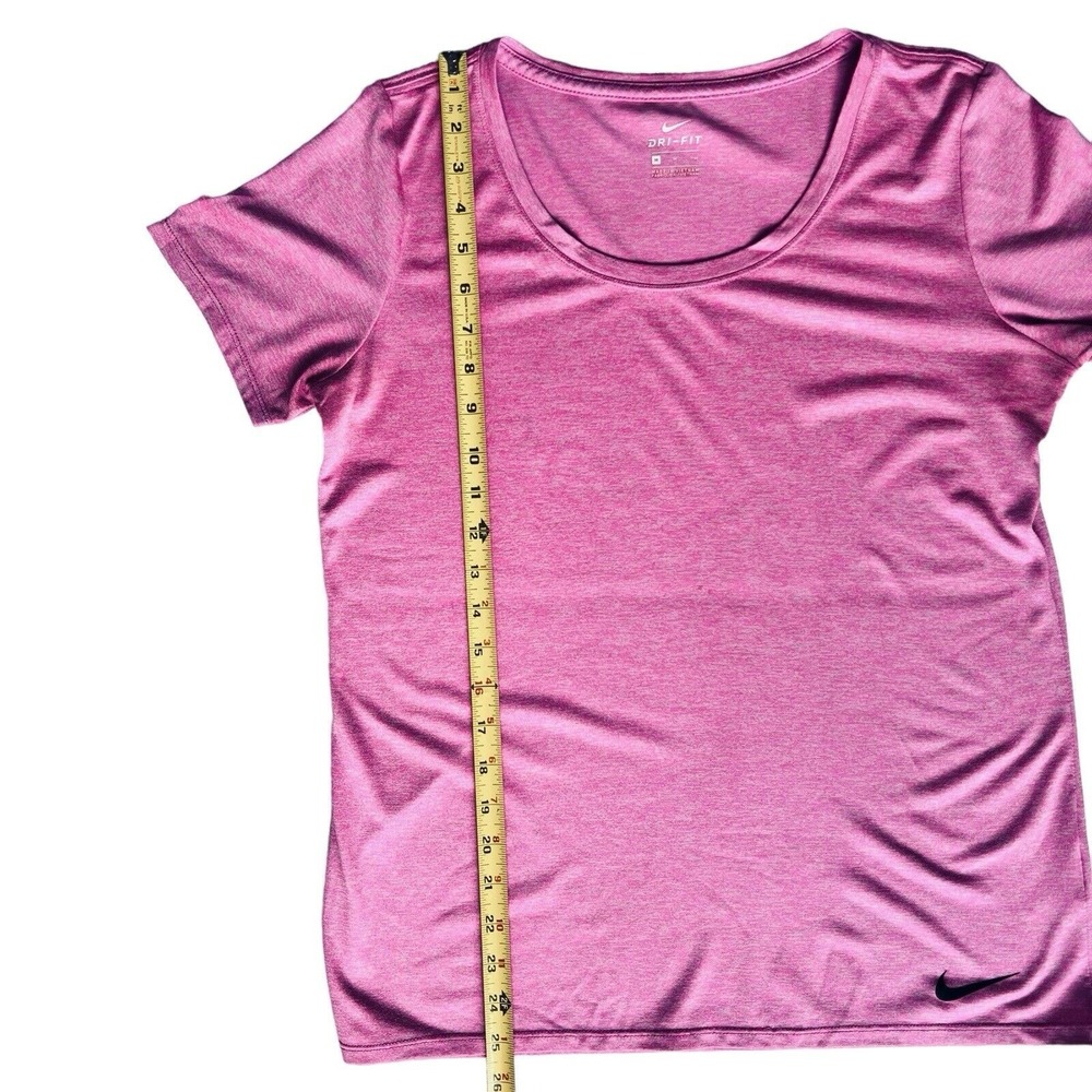 Nike Dri-Fit Womens Pink Gym Shirt Medium Swoosh Logo Activewear Workout Running - Picture 9 of 12